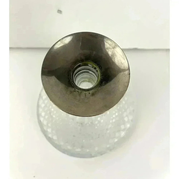 VTG Diamond Cut Glass Whiskey Decanter Silver Plate Collar & Stopper Barware - Picture 14 of 16